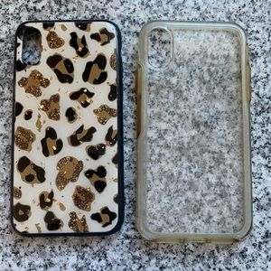 Leopard and Clear sparkle iPhone XS phone cases